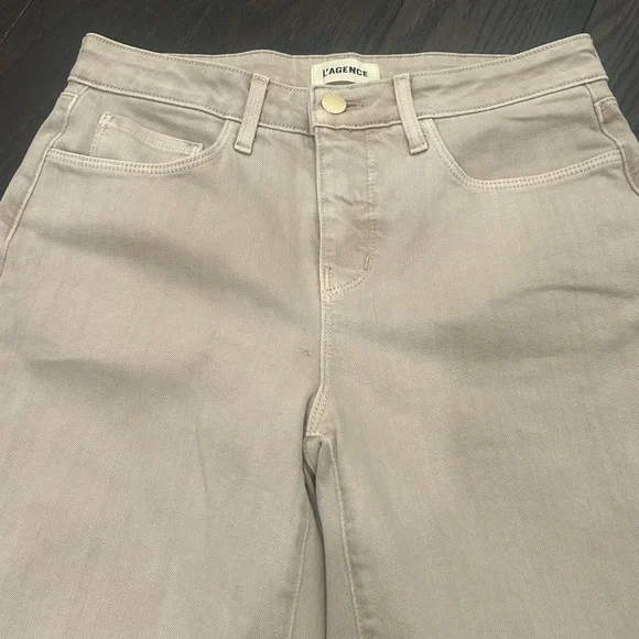 L’Agence Alicent High Rise Wide Leg Biscuit Khaki Tan Sz 25 Pant Jeans - Picture 3 of 7